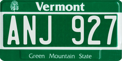 VT license plate ANJ927