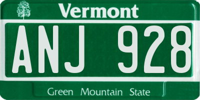 VT license plate ANJ928