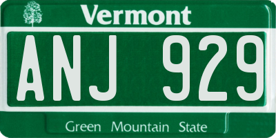 VT license plate ANJ929