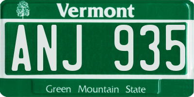 VT license plate ANJ935