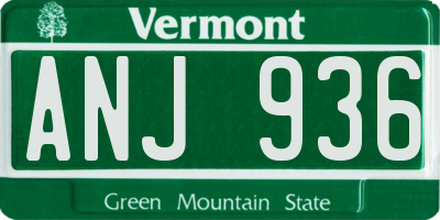 VT license plate ANJ936