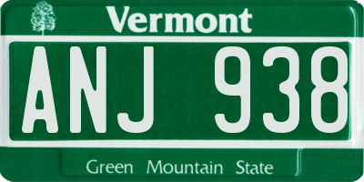 VT license plate ANJ938