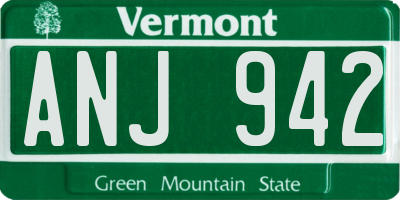 VT license plate ANJ942