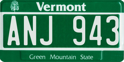 VT license plate ANJ943
