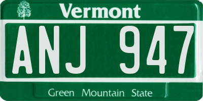 VT license plate ANJ947