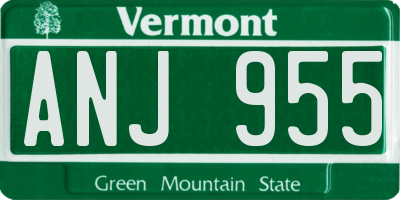VT license plate ANJ955