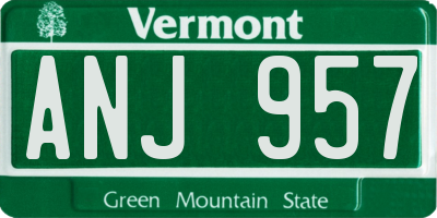 VT license plate ANJ957