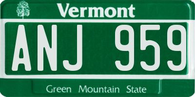 VT license plate ANJ959