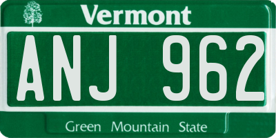 VT license plate ANJ962