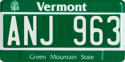VT license plate ANJ963