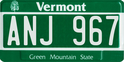 VT license plate ANJ967