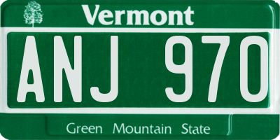 VT license plate ANJ970
