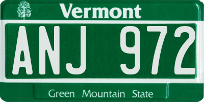 VT license plate ANJ972
