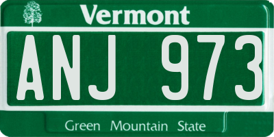 VT license plate ANJ973