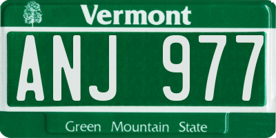 VT license plate ANJ977