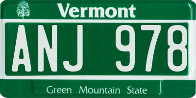 VT license plate ANJ978