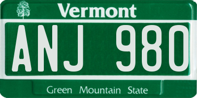 VT license plate ANJ980