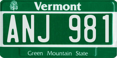 VT license plate ANJ981