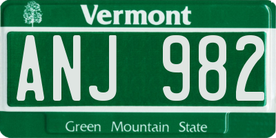 VT license plate ANJ982