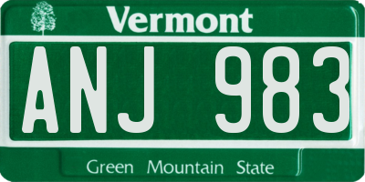 VT license plate ANJ983