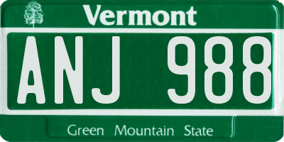 VT license plate ANJ988