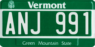 VT license plate ANJ991