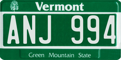 VT license plate ANJ994