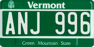 VT license plate ANJ996