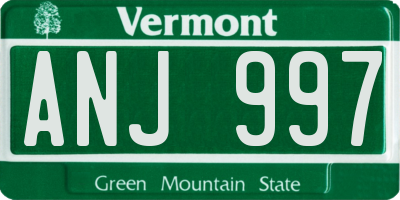 VT license plate ANJ997