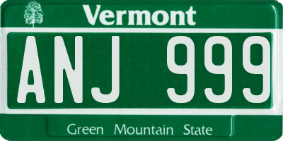 VT license plate ANJ999