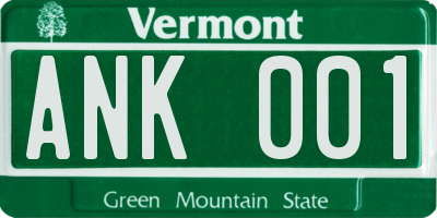 VT license plate ANK001