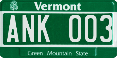 VT license plate ANK003
