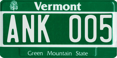 VT license plate ANK005