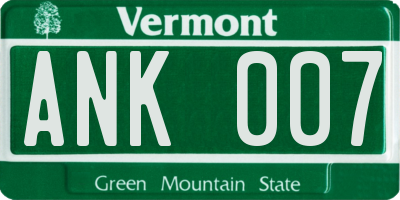 VT license plate ANK007