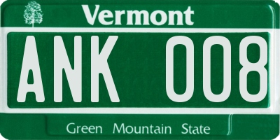 VT license plate ANK008