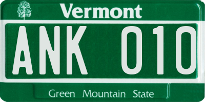 VT license plate ANK010
