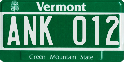 VT license plate ANK012