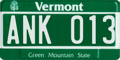 VT license plate ANK013
