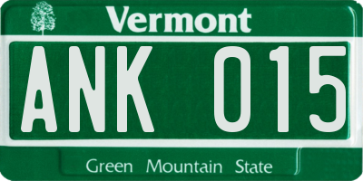 VT license plate ANK015