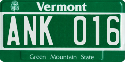 VT license plate ANK016