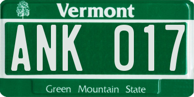 VT license plate ANK017