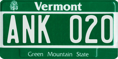 VT license plate ANK020