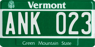 VT license plate ANK023