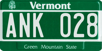 VT license plate ANK028