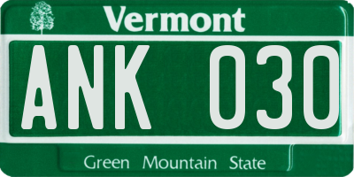 VT license plate ANK030