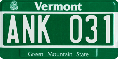 VT license plate ANK031