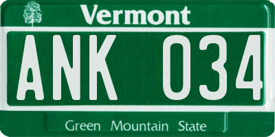 VT license plate ANK034