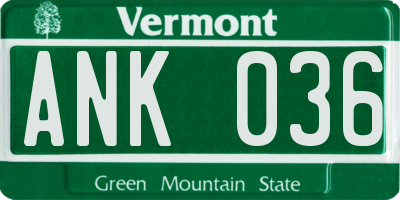 VT license plate ANK036