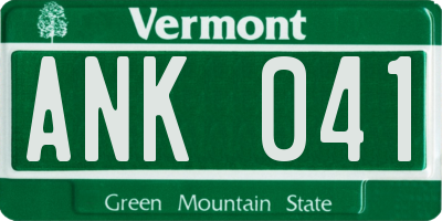 VT license plate ANK041