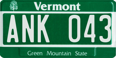 VT license plate ANK043